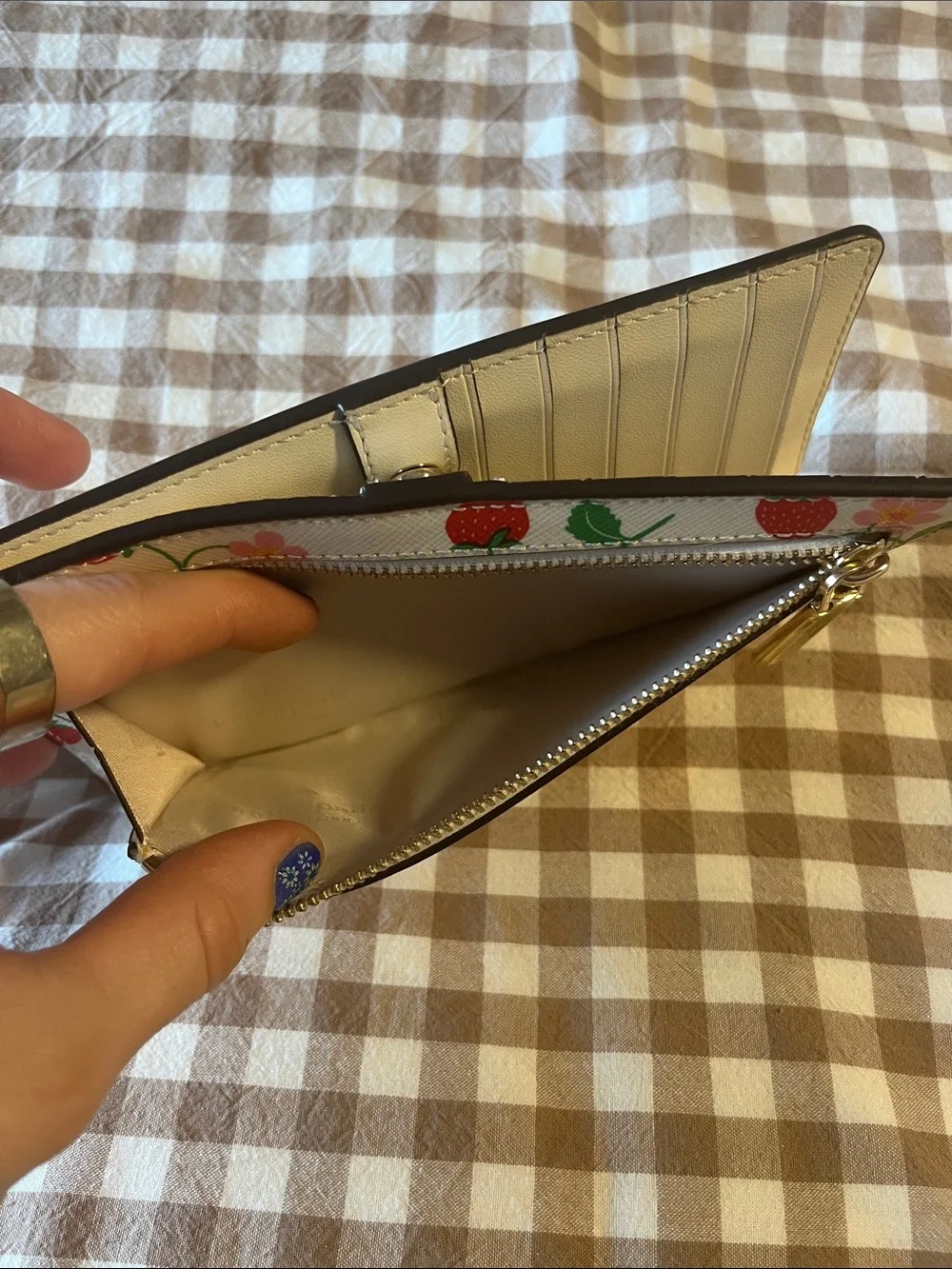 kate spade White Strawberry Floral Continental Wallet